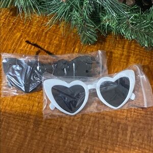 White and Black Heart-Shaped Sunglasses Accessories